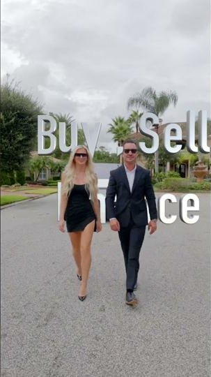 Ryan and Megan Winslow walking from a Tesla Cybertruck at a luxury listing